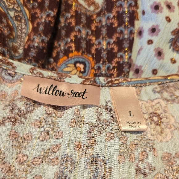 Willow and Root Tie Front Long Sleeve Tunic L - Picture 2 of 4